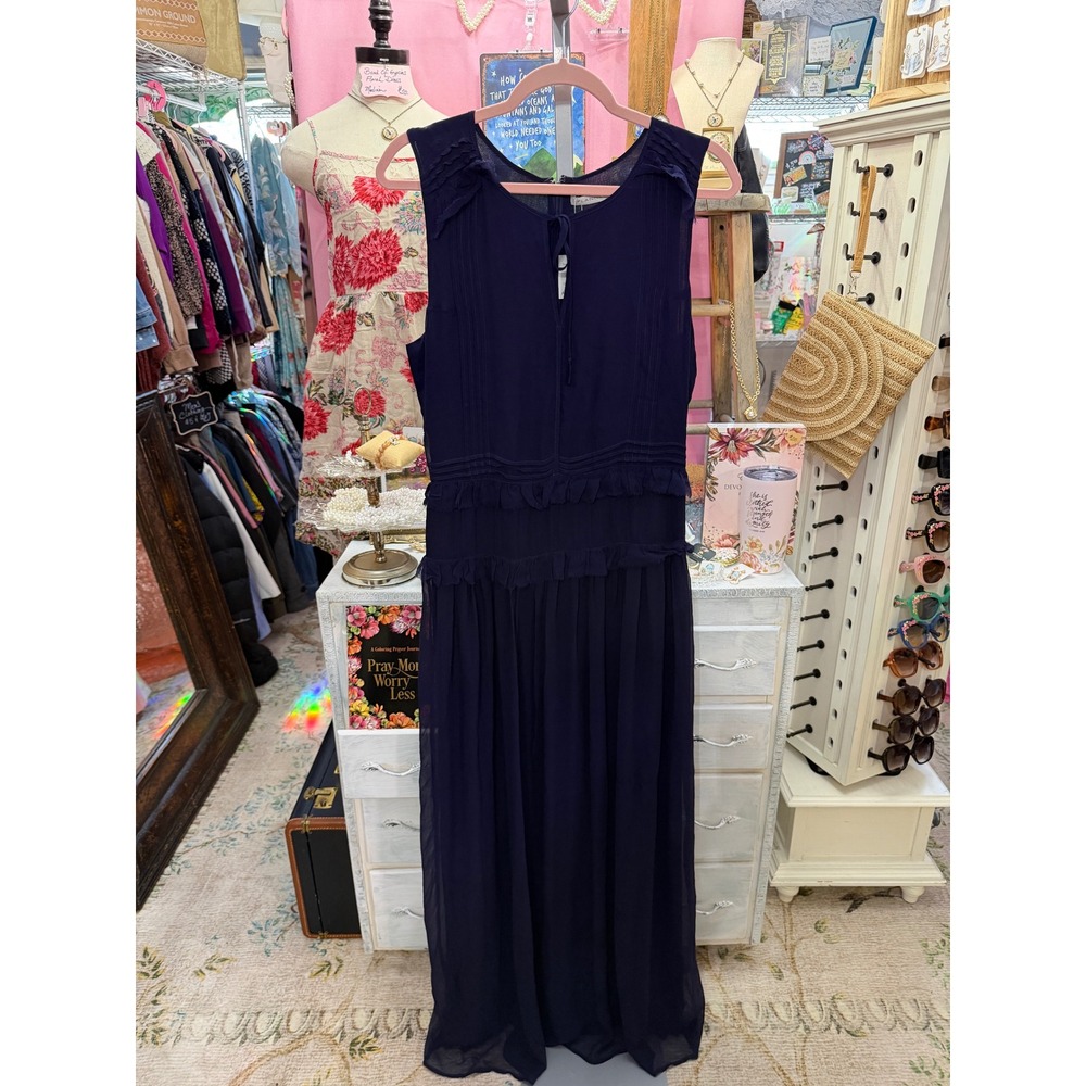 Flannel Silk Maxi Gown Navy Size 2 Celebrity Owned, Quiet Luxury, Elegant